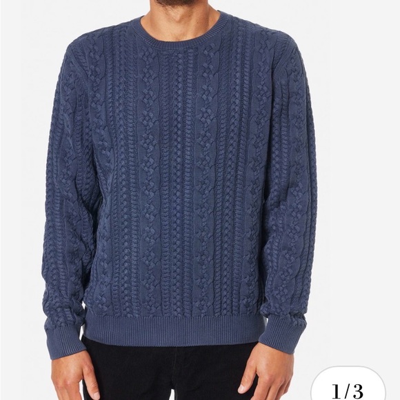 Katin Other - Katin Men's Fisherman Cable Knit Sweater Navy Blue L 100% Cotton